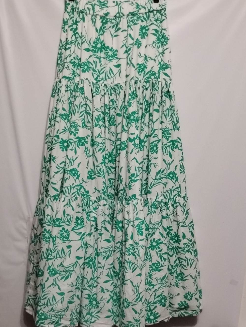 Away Ayla White Maxi Skirt with Green Floral Print